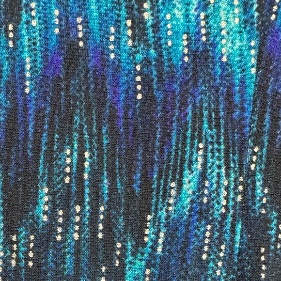 Vintage Cache Teal Gold Blue Knit Faux Wrap Midi Dress Women’s Size Medium M Med - Picture 8 of 13